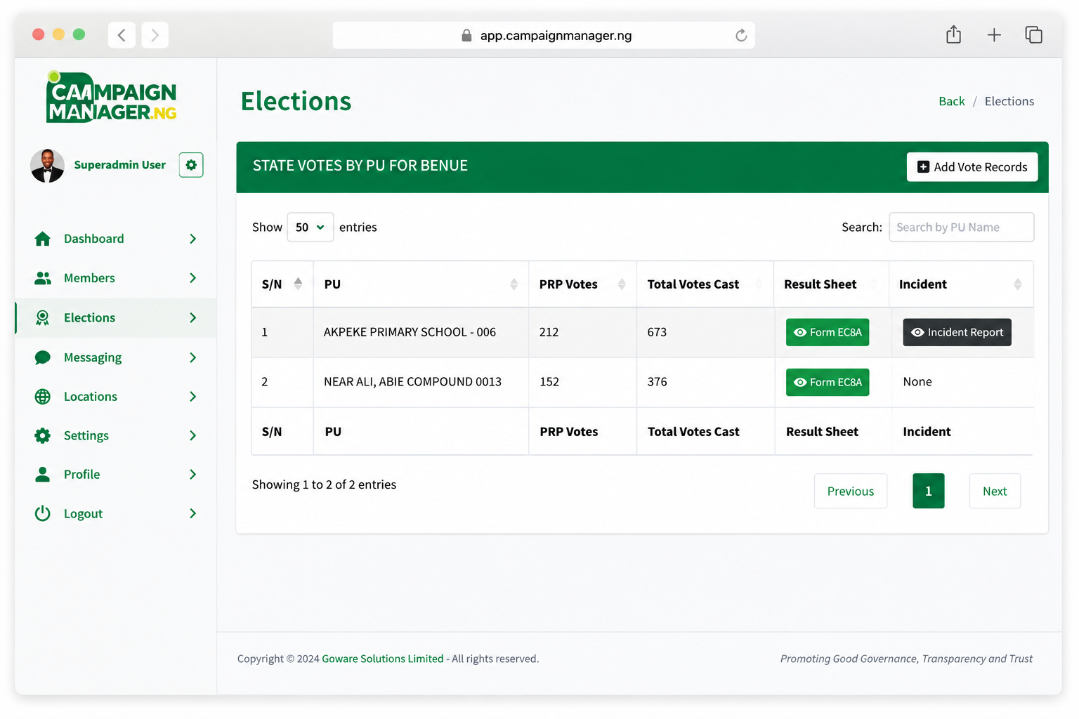 Election Reporting & Evidence Center